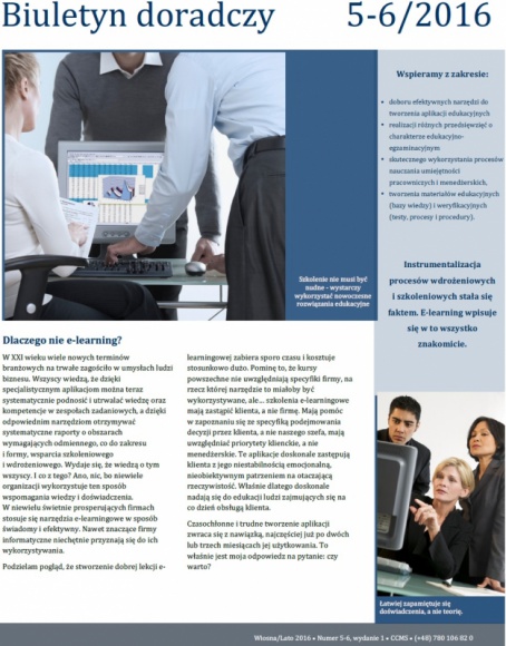 Marketing bezpośredni, e–learning i multimedia w najnowszym Biuletynie CCMS BIZNES, Firma - W najnowszym (5-6/2016) numerze Biuletynu Doradczego CCMS publikujemy drugą część wywiadu z Jackiem Barankiwiczem, Członkiem Zarządu Polskiego Stowarzyszenia Marketingu SMB.