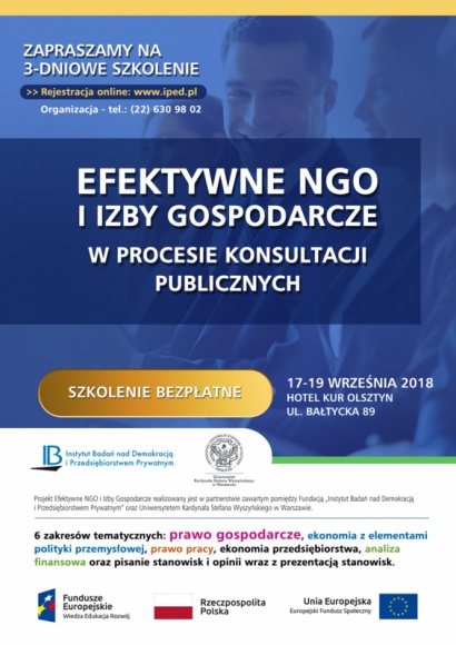BEZPŁATNE szkolenie dla NGO oraz Izb Gospodarczych w OLSZTYNIE!