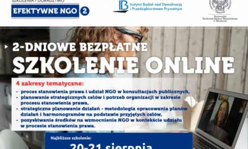 Efektywne NGO 2 – bezpłatne szkolenie online