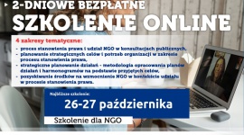 Szkolenie online dla NGO - planowanie działań i potrzeb, pozyskiwanie funduszy BIZNES, Fundusze unijne - Zapraszamy na bezpłatne szkolenie dla NGO w formie online. Już 26-27 października. Podczas dwóch dni szkolenia eksperci przybliżą zagadnienia z zakresu konsultacji publicznych, tworzenia strategii i wyznaczania celów organizacji oraz pozyskiwania środków na wzmocnienie NGO.